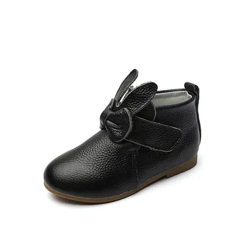 

MXHY2019 Fall/Winter New Leather Girls Cotton Shoes Baby plus Velvet Short Boots High Top Single Shoes Full Grain Leather boots