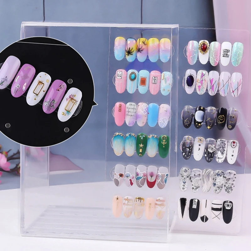 5 Layer 60 Grid Magnetic Adsorption Detachable Hanger Acrylic Transparent Nail Polish Cosmetic Varnish Display Stand Bracket M