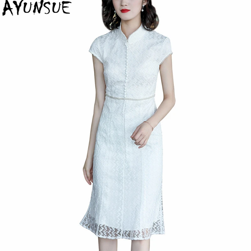 

AYUNSUE Elegant Summer Dress Women Clothes 2019 Vintage Ladies Casual Formal Party Lace Dresses Embroidery Floral Vestidos 80776