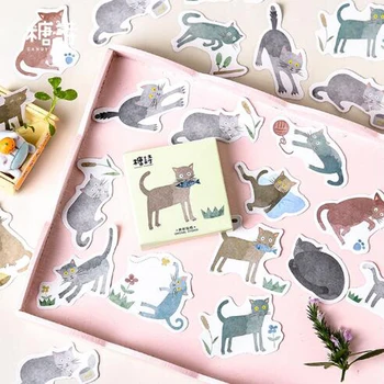 

Cute Lazy Cat Meow Decorative Stickers Adhesive Stickers DIY Decoration Craft Scrapbooking Stickers Gift Stationery 45 Pcs/box