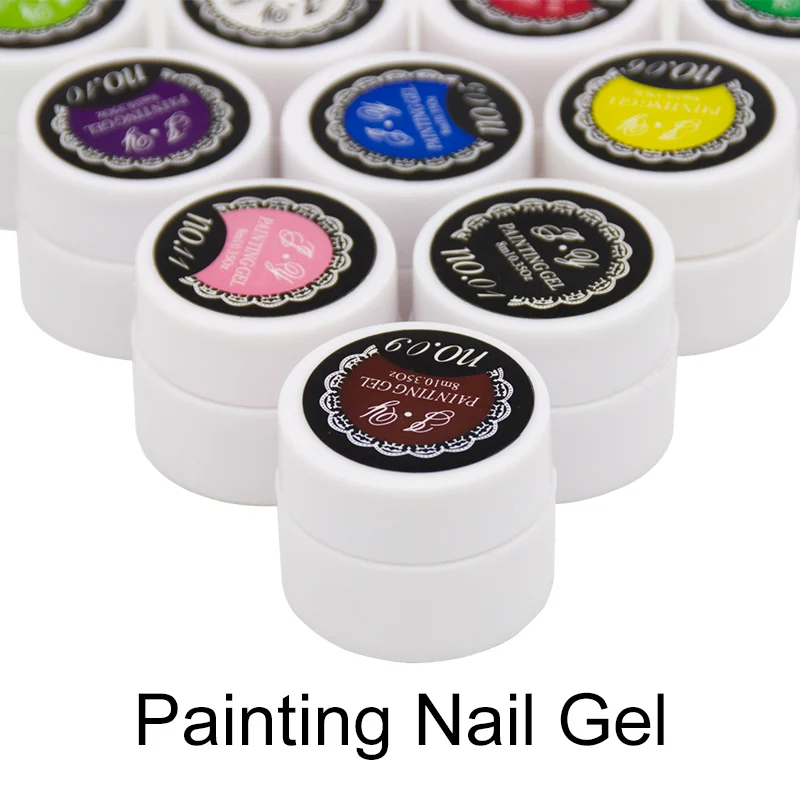 

1pcs 3D Glitter 12 Acrylic Colorful Painting UV Gel Polish Nail Art Vernis Semi Permanent Paint Drawn Bio Gel