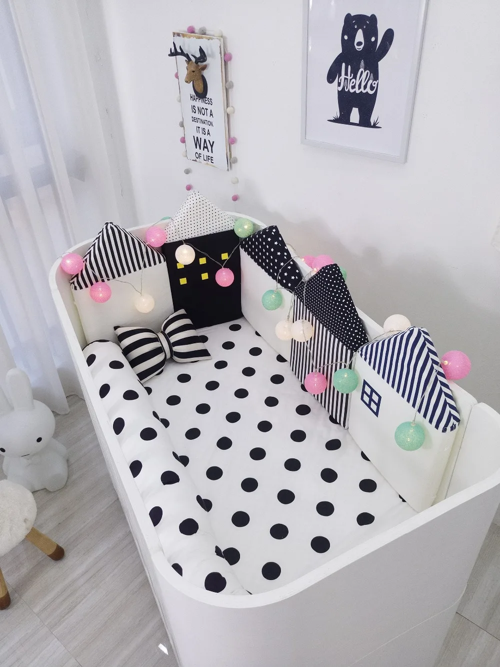 Простыня для детской кроватки 130x70x10 см 100% хлопок черно белая|crib sheets|baby bed sheetbaby crib