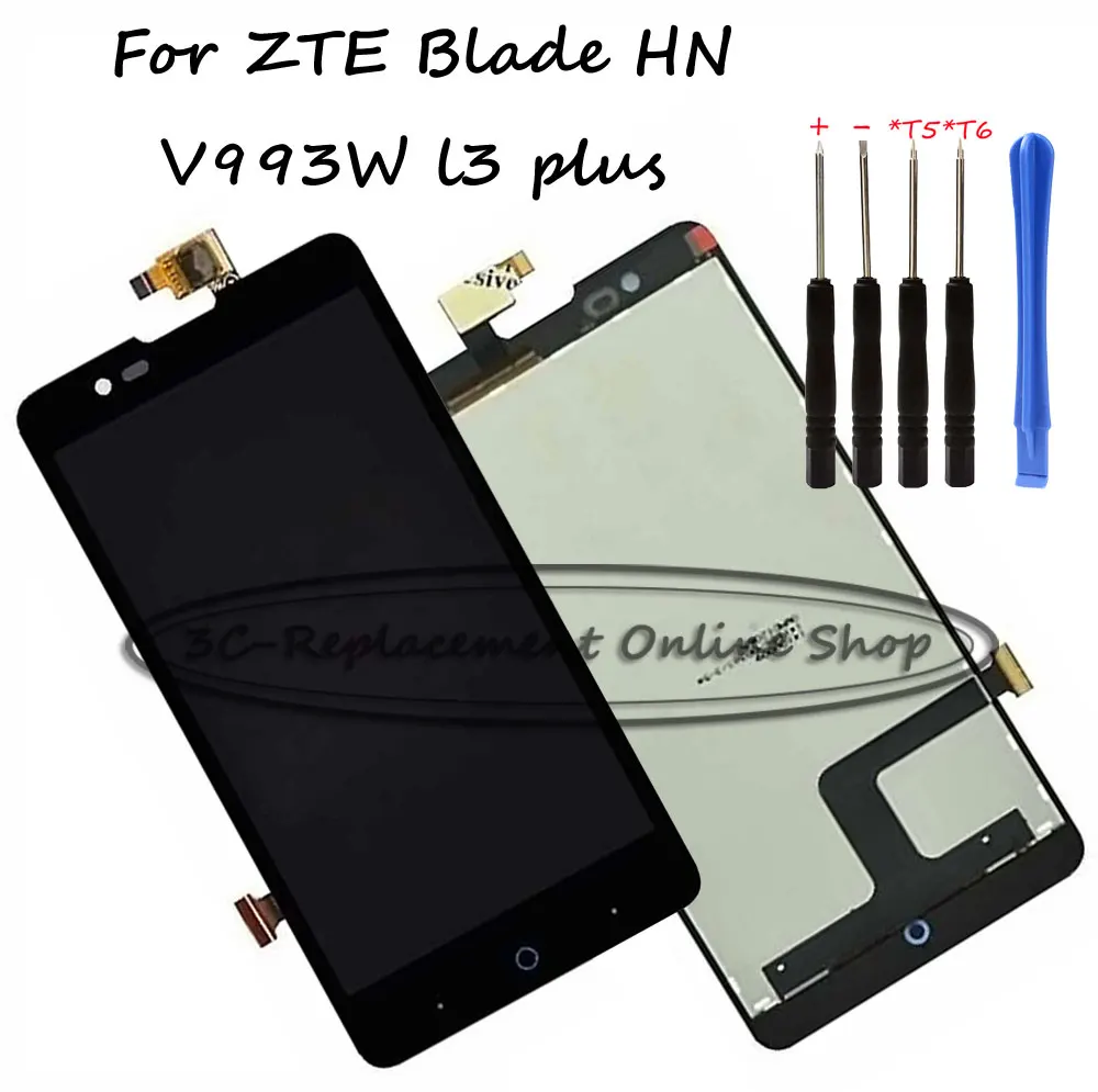 100% тест черный достижения полного заряда для ZTE Blade HN V993W l3 plus ЖК-дисплей Дисплей с