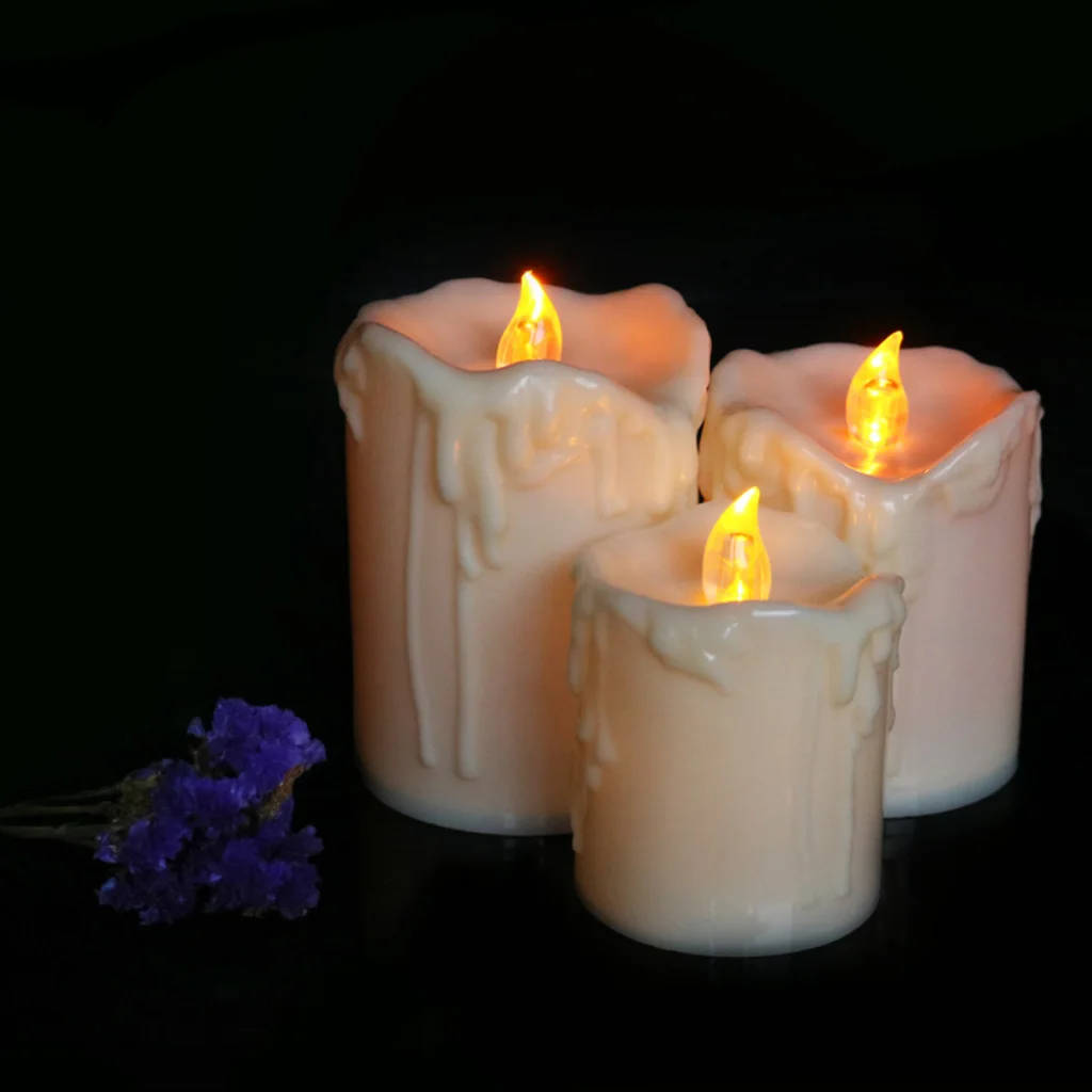 

Set 3 Electric LED Candle Flickering Flameless Candle Wedding Party Decor