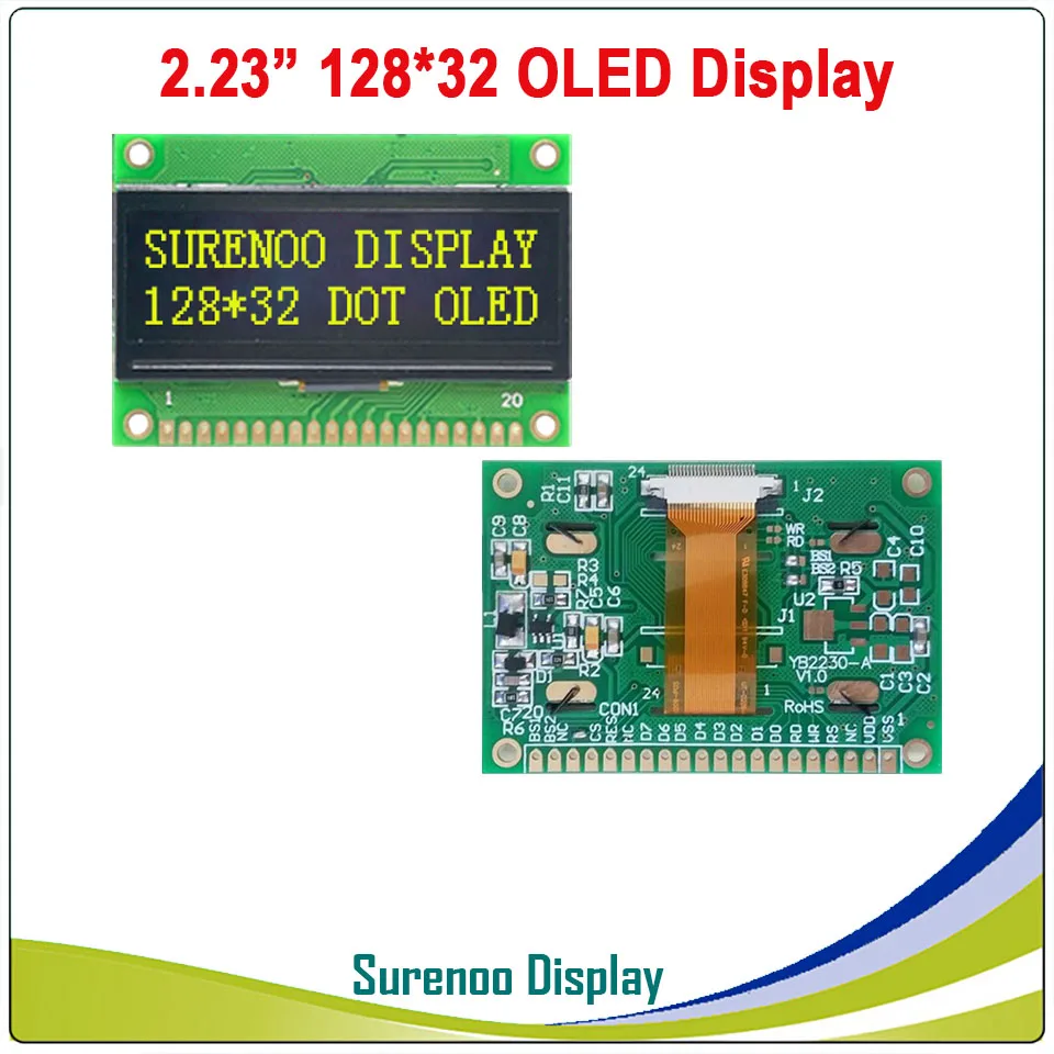 Реальный oled-дисплей, 2,2" 128*32 12832 Графический параллельный SPI IEC IIC ЖК-модуль LCM SSD1305 контроллер - Цвет: Yellow Color