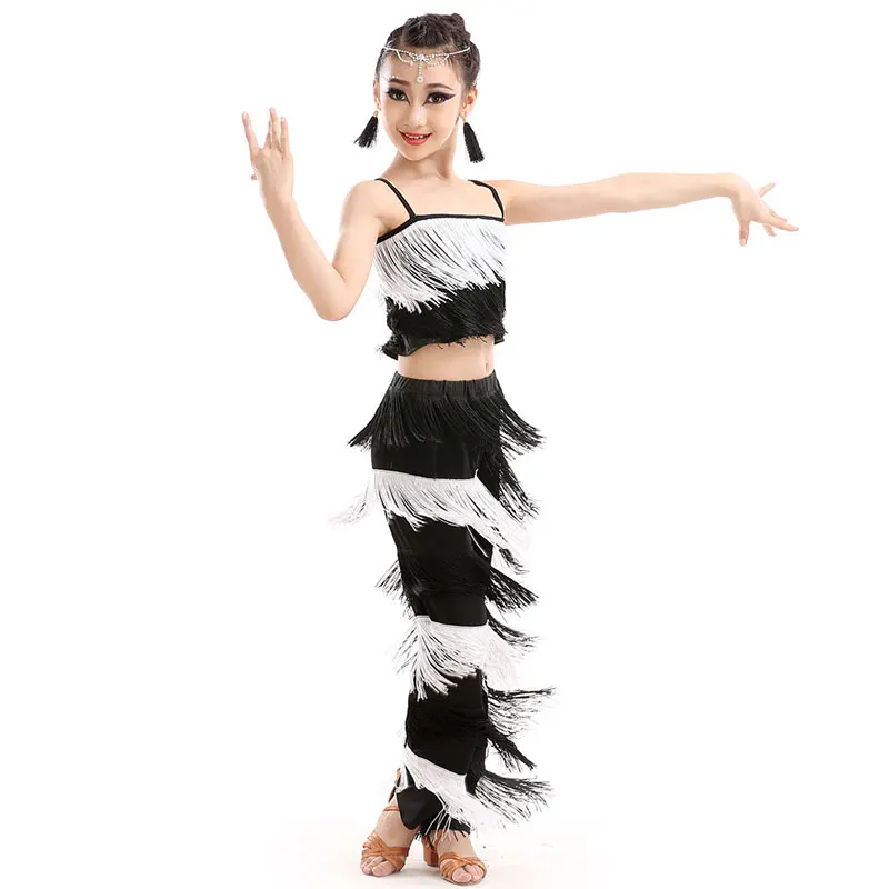 New Children Bachata Latin Dance Costumes Girls Ballroom Tango Salsa