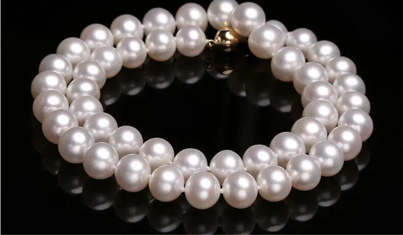

GORGEOUS 9-10MM SOUTH SEA ROUND WHITE PEARL NECKLACE 18INCH