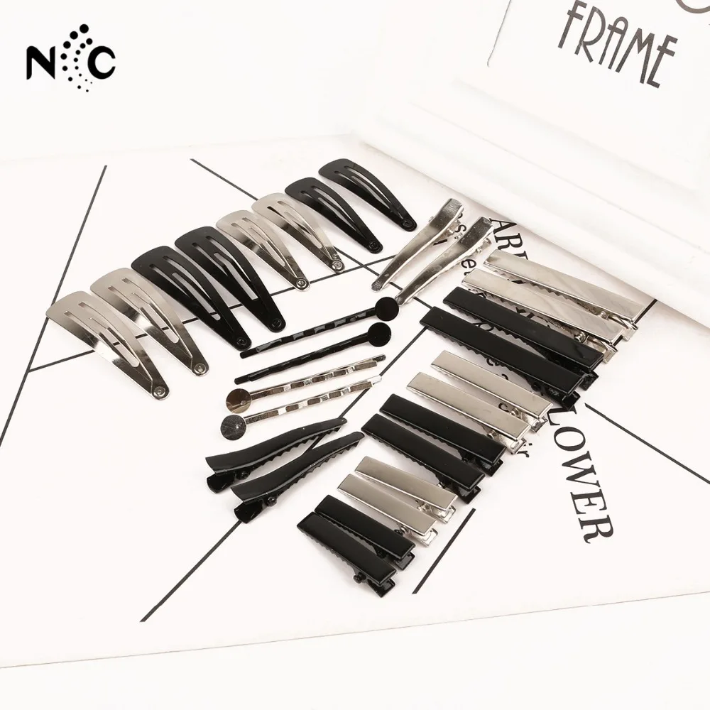

DIY Barrette Teeth Hair Clips Utility Flat Single Prong Alligator Clips Iron Water Drop Clip Headband Duckbill Clip Accessories