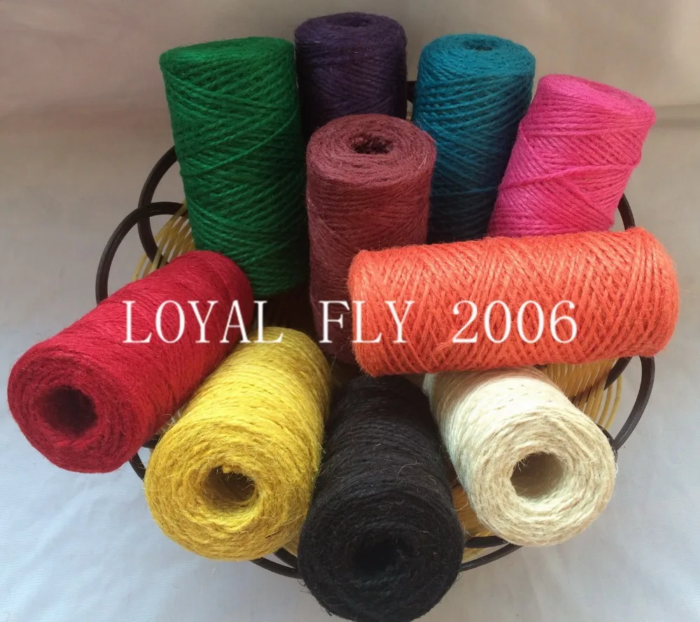 10pcs/lot 10 color colored jute twine(1.5mm) 100m/spool,colorful jute