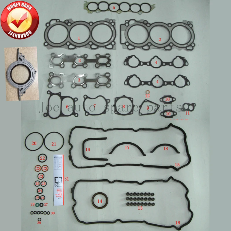 VQ35DE 3.5L 3498cc Engine complete Full gasket set kit for Nissan/Renault/Infiniti A0101 CA025