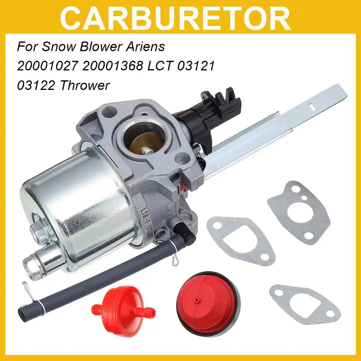 

Carburetor Carb Kit for Snow Blower Ariens 20001027 20001368 LCT 03121 03122 Thrower High Reliability Gasket Fuel Line Filter