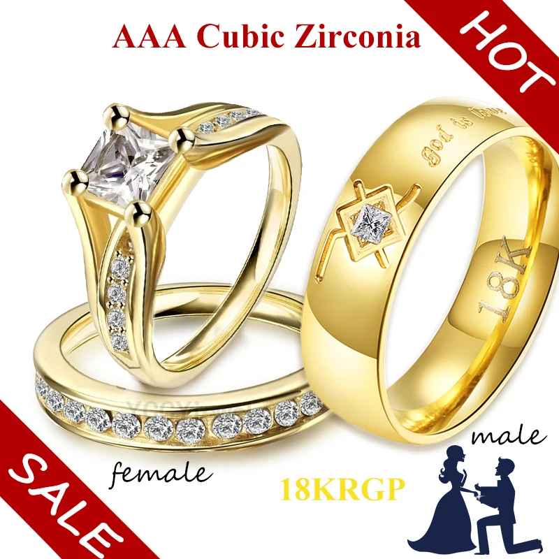 

Stainless Steel Couple Rings for Lovers Cubic Zirconia Ring Set for Girl God is Love Statement Suitable for Wedding YOLO Jewels