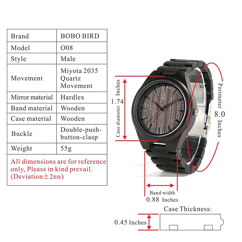 O08D  full ebony watches for men C11.