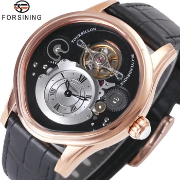 

FORSINING Casual Fashion Men Auto Mechanical Watches Top Brand Luxury Leather Strap Roman Numerals Tourbillon Man Wristwatches