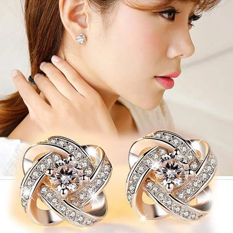 

2019 Fashion 925 Sterling Silver Cross Clover Earrings For Women Jewelry Punk Vintage Korean Ladies Earrings Pendientes Brincos