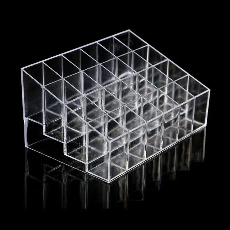 

24 Grid Transparent Acrylic Lipsitcks Holder Stand Display Box Makeup Organizer Cosmetic Storage Box Lipsticks Boxes Case