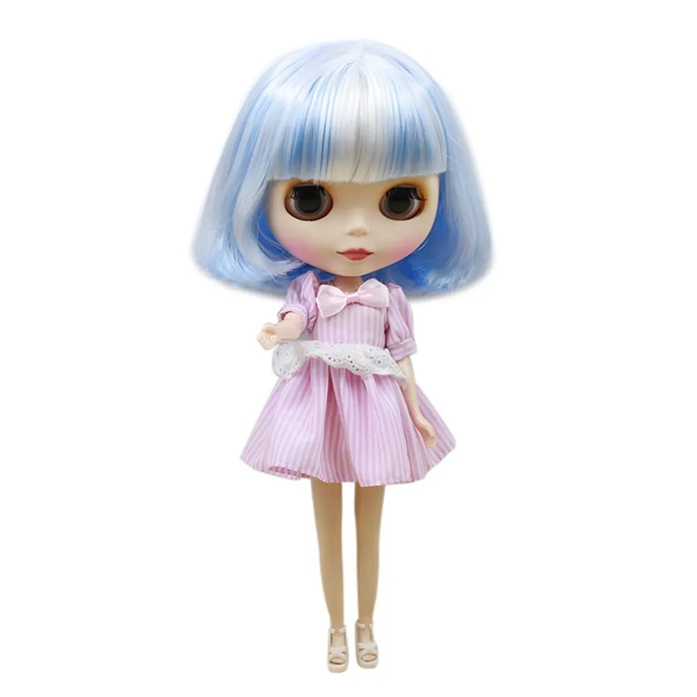 

blyth doll for white and blue short hair to normal body factory 130BL1366005 for girl toys DIYspecial offer matte face
