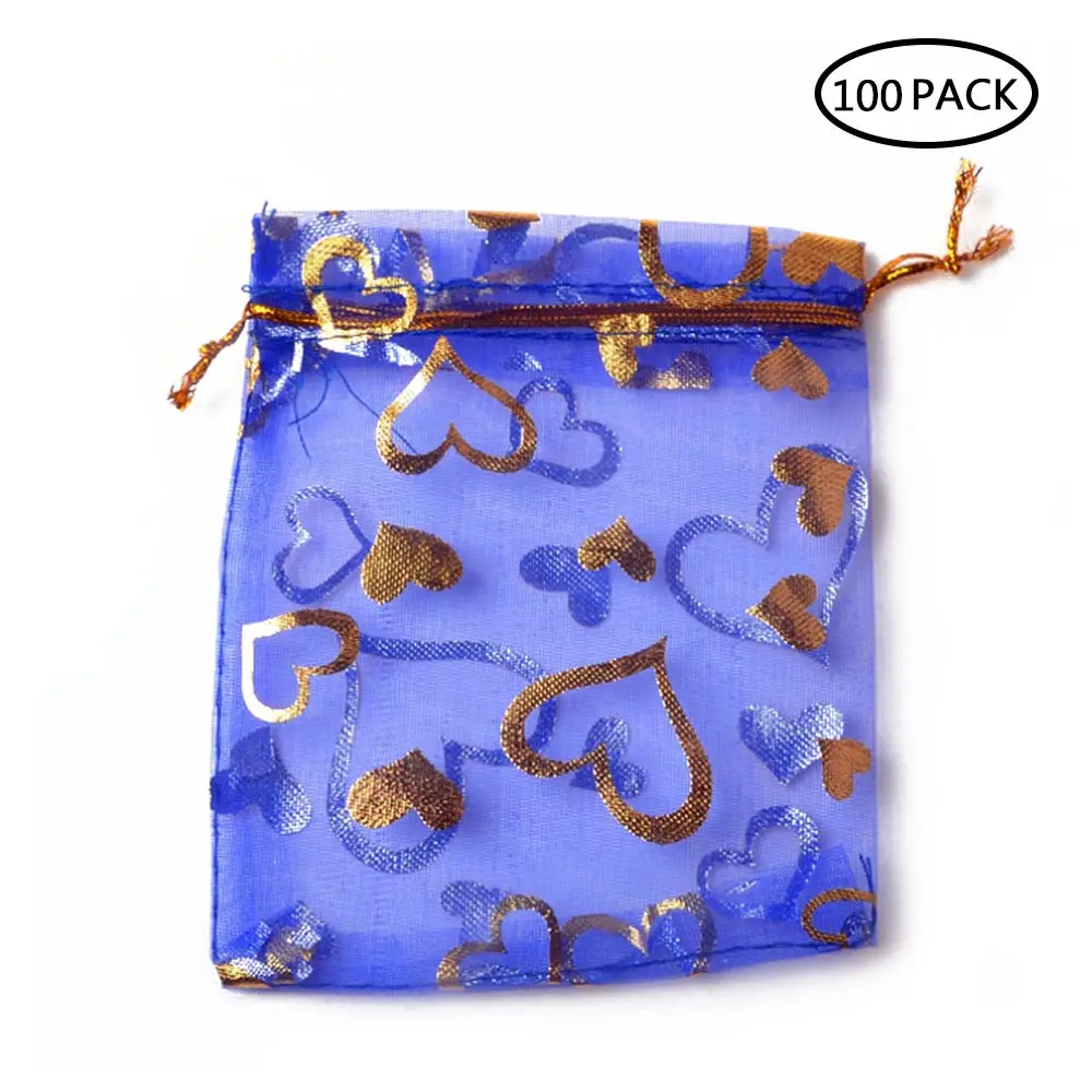 100 шт 9x12 см Sheer органза сумки милые в форме сердца, Подарочный Сумка Одежда для свадьбы, дня рождения мешок ювелирных изделий Подарочная упаковка для конфет и печенья сумки