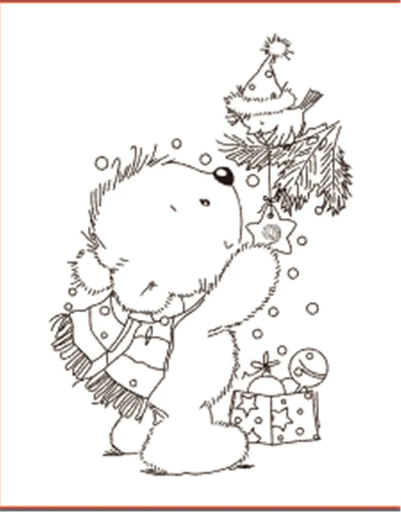 

10x8 Little bear watching bird Transparent Clear Stamps for Scrapbooking for DIY Card Making Cutting Crafts Stencil