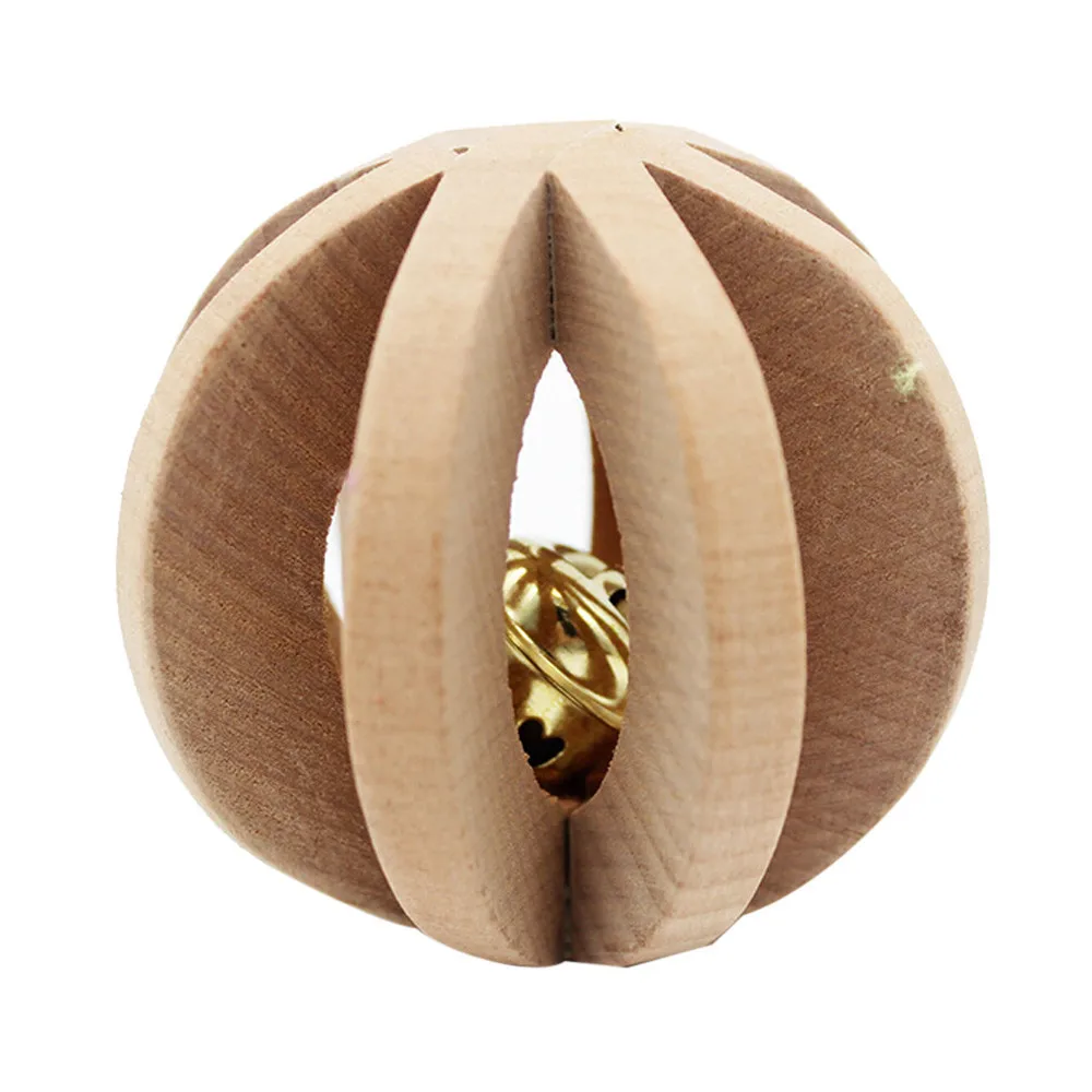 

Hot Beige Wooden Bell Ball Small Animal Toy Rabbit Guinea Hamster Rat Pet Dog Non-toxic material #01