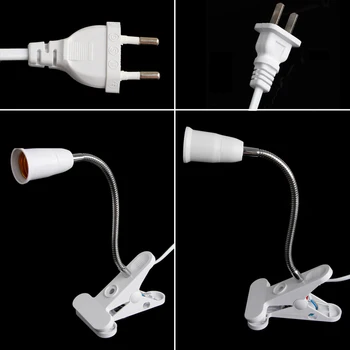 

New E27 20cm Flexible Clip Switch LED Lamp Holder Socket Power Cable AC 85-265V US Plug/EU Plug Night light Study Reading lamp