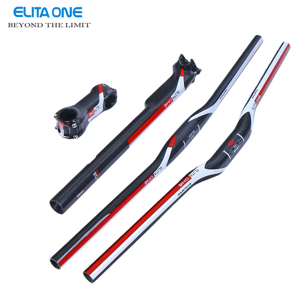 

elitaone 3K Carbon MTB Handlebar Bike Parts Cycling Handlenar+Saetpost +Stem+= MTB Bike Handlebar Set seat tube reduce drag