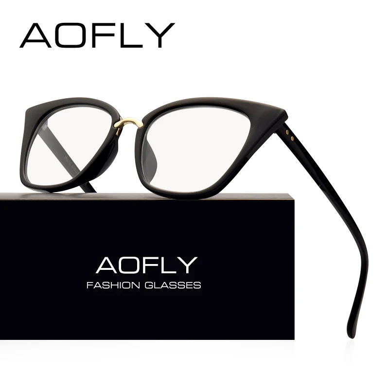 

AOFLY BRAND DESIGN Women's Plain Glasses Cat Eye Glasses Frame Clear Lens Optical Spectacle Eyeglasses Fashion Goggles AF2537
