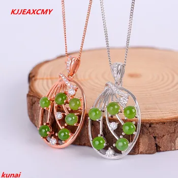 

KJJEAXCMY boutique jewels 925 silver Natural green jade pendant necklace send female tassel bgglnm usdf