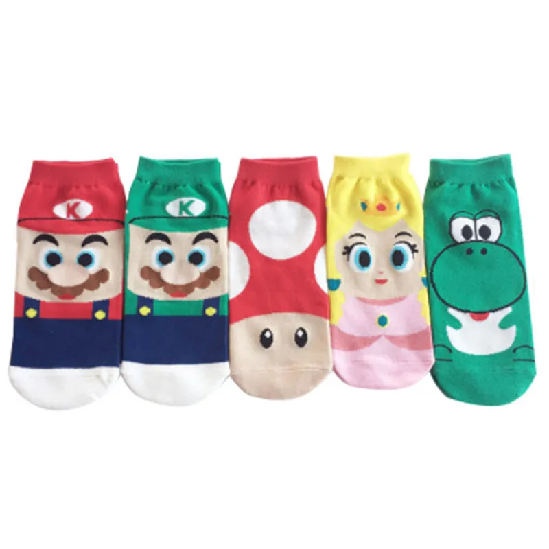 Детские Носки с рисунком Супер Марио, забавные носки с Марио для мальчиков, детские носки принцессы, детские носки-башмачки с рисунком Марио