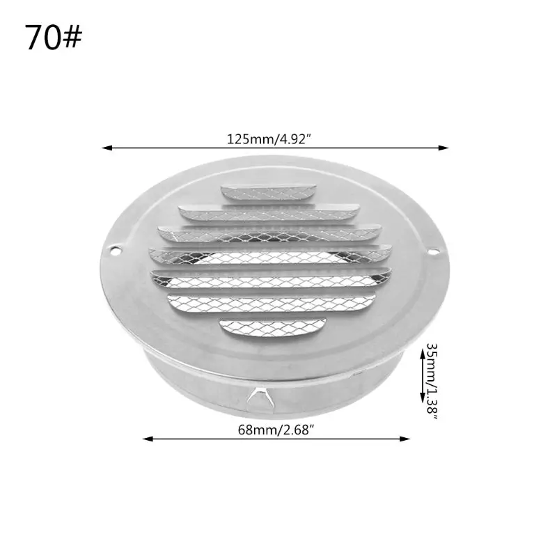 Нержавеющая сталь Наружная стена вентиляционная решетка круглый воздуховод вентиляционные решетки - Цвет: 70mm