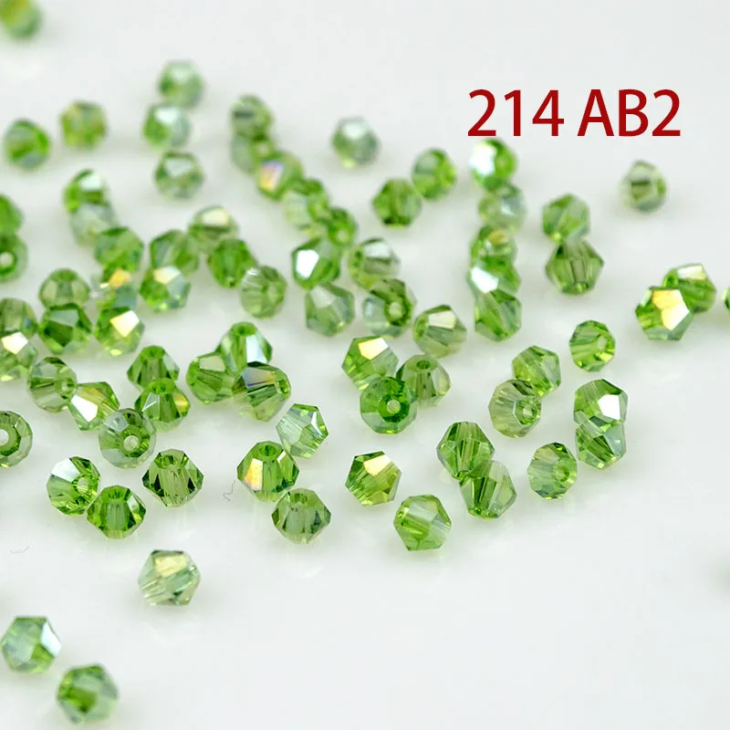 Кристалл AB Bicone Beads 5328/5301 100 шт./лот 4 мм чешские хрустальные бусины россыпью/граненые стеклянные бусины для одежды «сделай сам» - Цвет: 214AB2