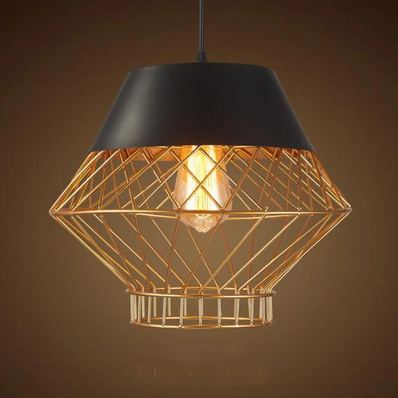 

Vintage Loft Gold Iron Nest E27 Pendant Light for Dining Room Living Room Bar Deco 32cm 80-265V 1508