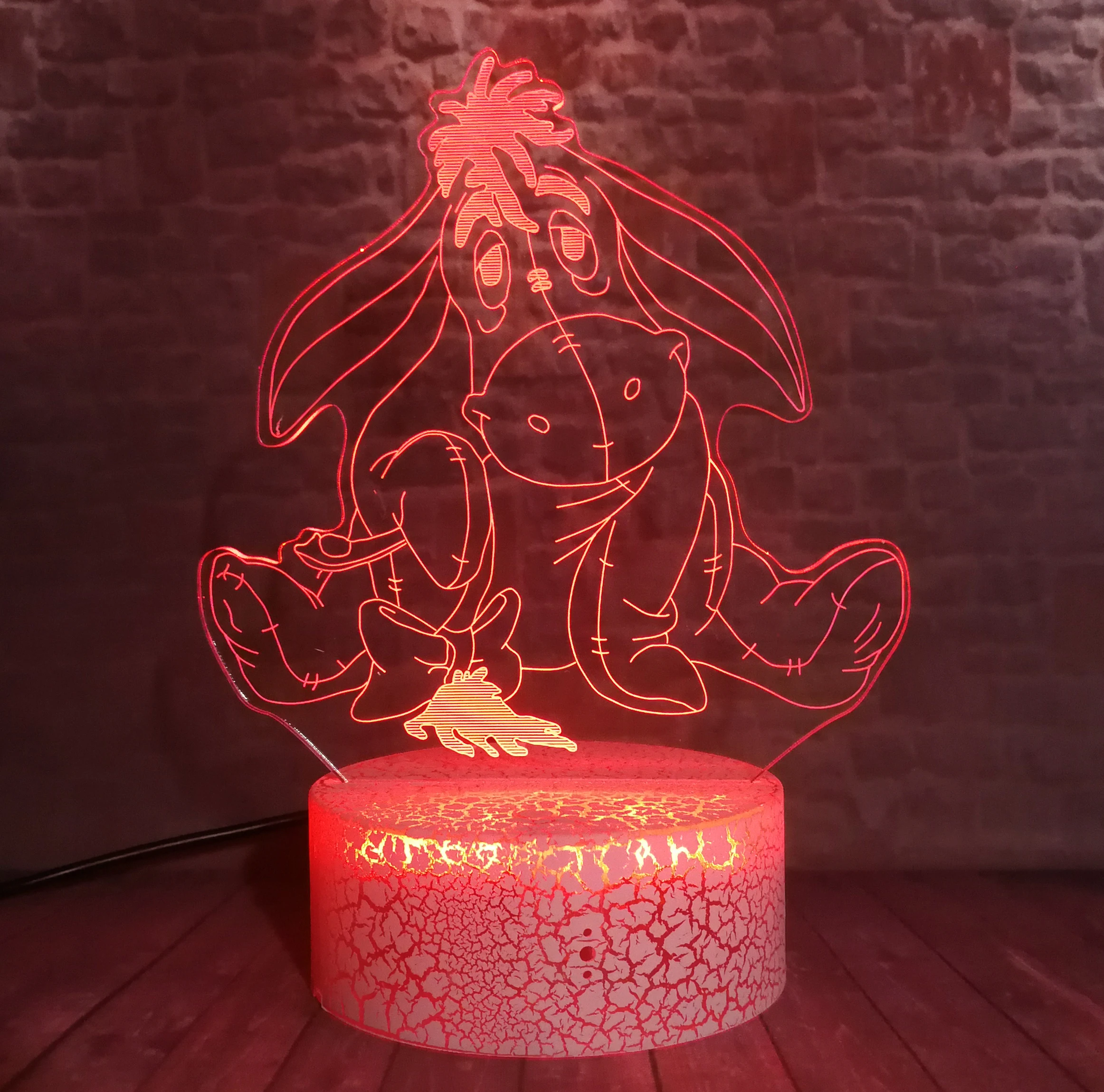 Новый милый мультфильм Eeyore маленький медведь друг светодиодный 3d ночник 7 цветов