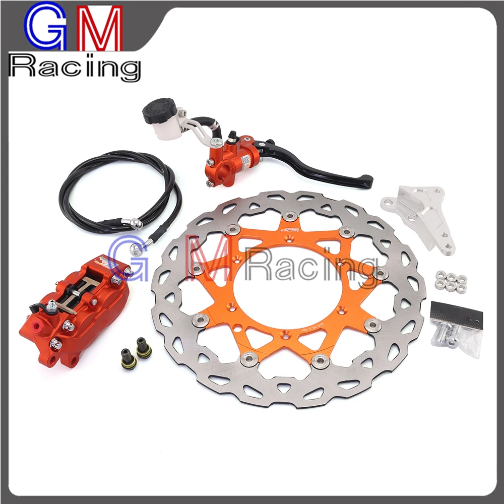 

Front 320MM Brake Disc System Brake Lever Master Cylinder Hose 4 Pot Caliper Adaptor For KTM SX XC EXC SXF XCF EXCF XCW 125-530