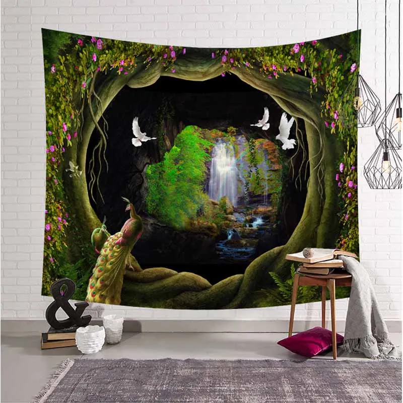 3D сказочный лес гобелен настенный Декор хиппи гобелен Художественная ткань натуральный пейзаж психоделический гобелен настенный ковер - Цвет: Color 3