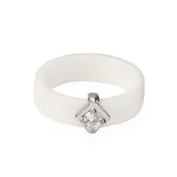 Черные и белые керамические женские кольца из нержавеющей стали против аллергии любовные кольца для женщин квадратные циркониевые кольца