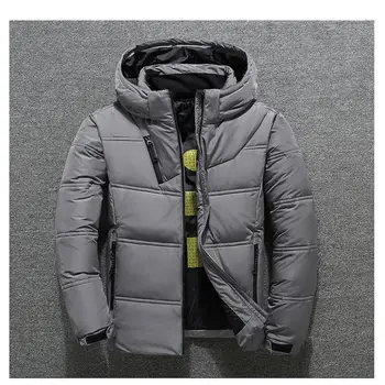 

Hot Sale Windproof Down Jackets Men Warm Hooded Winter Outerwear High Quality Smart Casual White Coats Male Padded Jacket