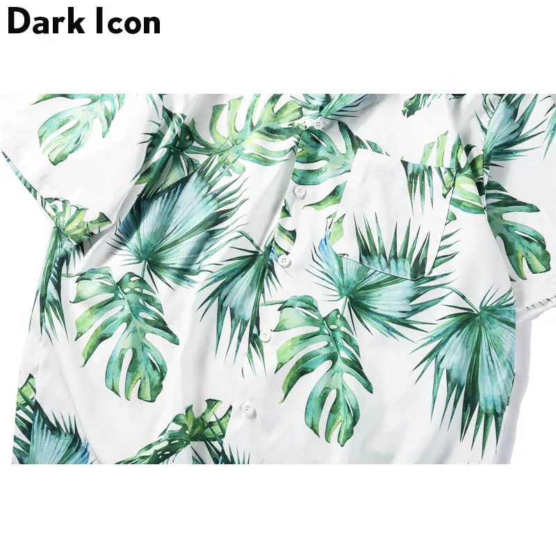 Dark Icon Tropical Retro Shirts Men Leaves 3D Printed Turn-down Collar Street Shirt Casual Men's Shirts