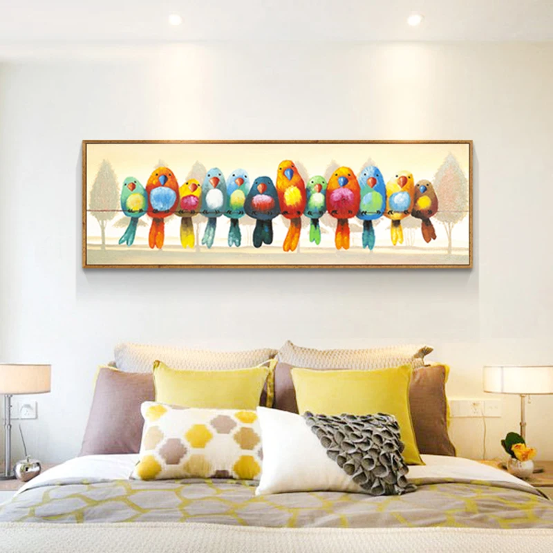 

Needlework,DMC color Cross stitch,Full Embroidery kit,A line of colorful bird family Cross-Stitch painting children gift