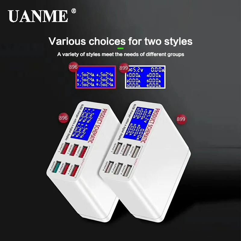 UANME QC3.0 Смарт USB зарядное устройство светодиодный дисплей 6 портов Быстрая зарядка для iPhone iPad samsung huawei Xiaomi Мобильный телефон