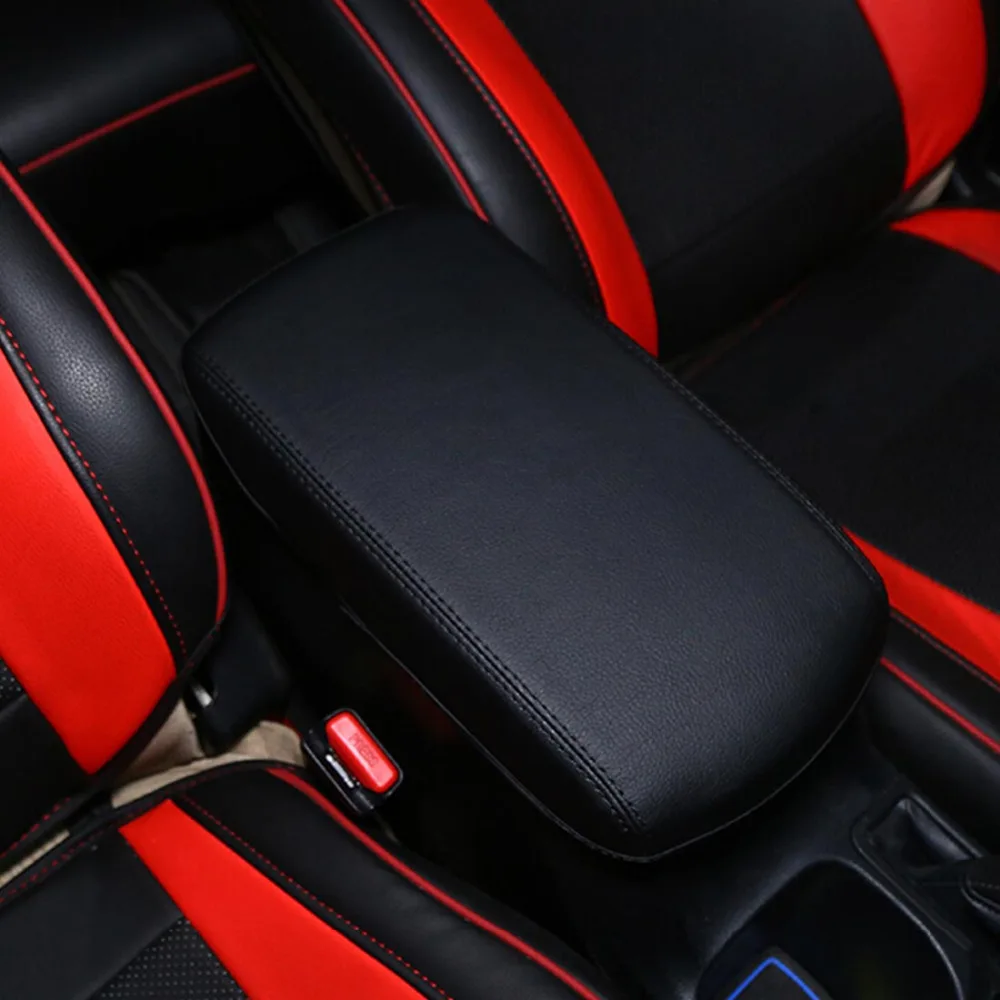 

Armrest Cover For Toyota RAV4 2014 2015 2016 PU Leather Red/Black Stitches Armrest Central Console Box Cover For RAV4 2017 2018