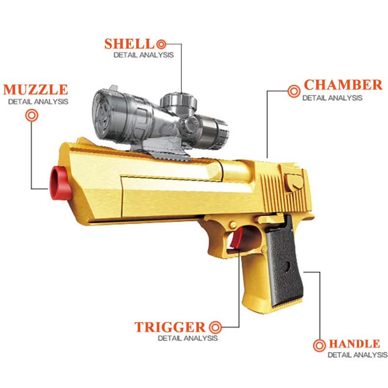 Пластмассовые игрушки пистолет с мягкими пулями присоска Пейнтбол пустыня Орел водный гель мяч пистолет игрушка для игр на открытом воздухе для детей Подарки для мальчиков