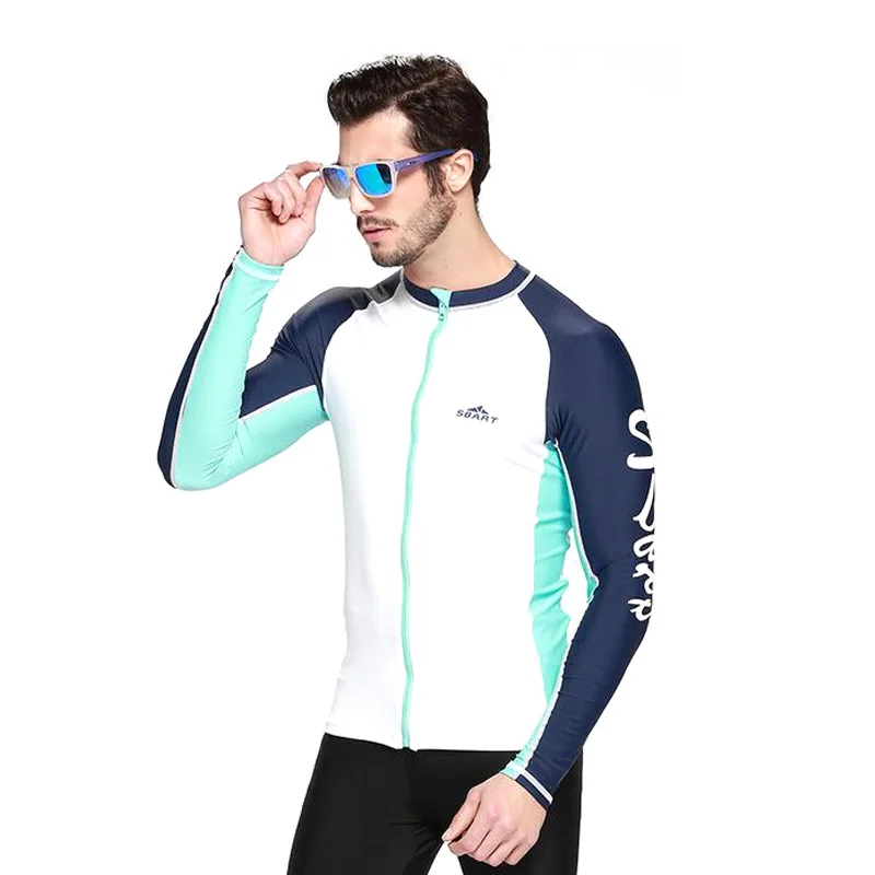 Men's Zipper Rash Guards 2017 New Arrivals Long Sleeve Swimsuit Beach