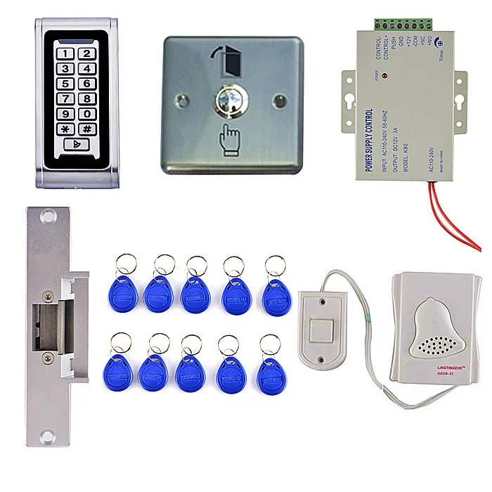 

Waterproof IP68 125KHz RFID Metal Keypad Access Control System Kit+Strike Lock +Metal Door Button
