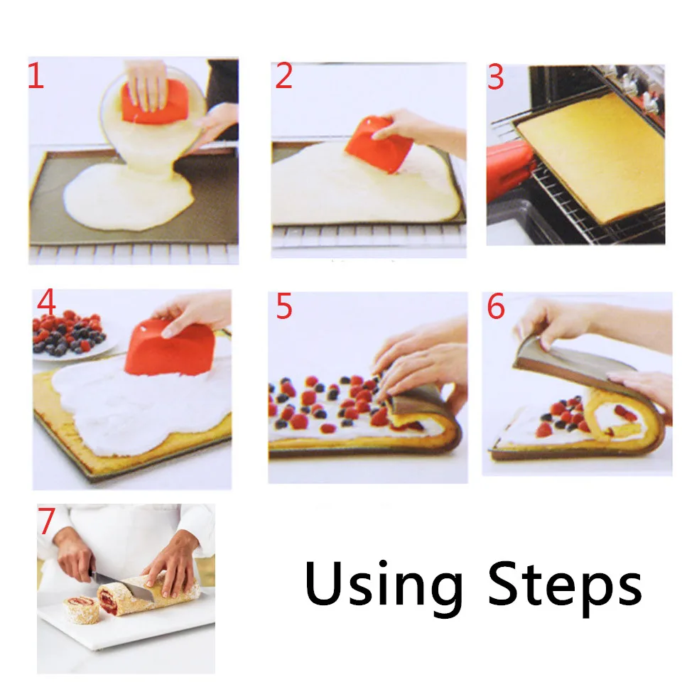 1pc Non-stick Silicone Baking Mat for oven Multifunction Cake Roll Baking Mat Swiss Roll Pad Bakeware Baking Tools Pastry Tools (10)
