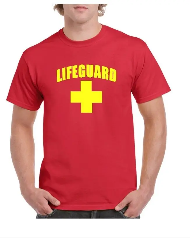 Lifeguard Cross + T Shirt Red / Yellow Fancy Dress Life Guard Party ...