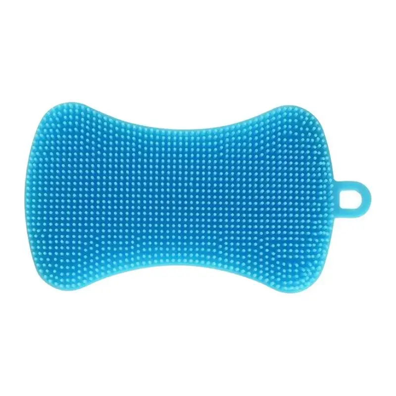 Силиконовая щетка для мытья посуды кастрюля губка скруббер инструмент для очистки кухни - Цвет: Синий