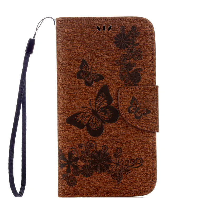 

Duplex Embossing Butterfly Leather Case Flip For Samsung Galaxy S4 Case Soft Cover Wallet Holster Lanyard For Samsung i9500 Case
