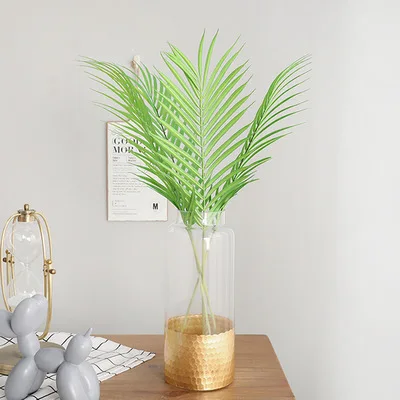 58 см, искусственные растения большого размера, искусственные пальмовые стебли, листья, зеленый пластиковый лист для свадьбы, сделай сам, украшение стола, 1 шт
