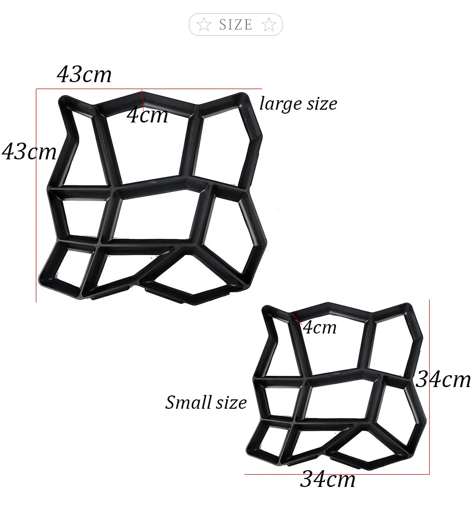 Garden Path Maker Mold For DIY Plastic Path Maker Mold Paving Cement Brick Molds Garden Stone Road Concrete Pavement Mold Tool (7)